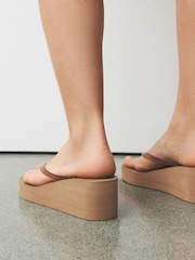 Camel Wedge Flip Flops - Image 3 of 9