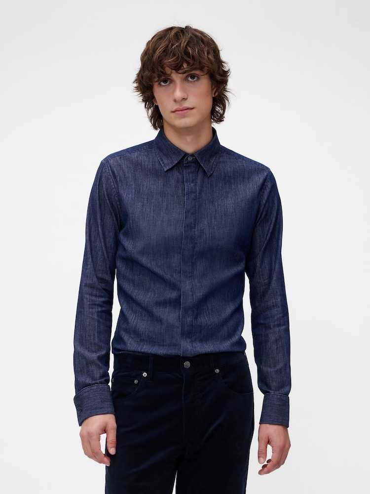 GapStudio Blue Chambray Shirt - Image 1 of 6 GapStudio Blue Chambray Shirt - Image 1 of 6