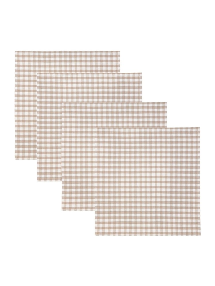 Yard Set of 4 Natural Hayle Check Napkins - Image 1 of 5