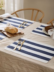 Yard Set of 4 French Blue Hayle Stripe Table Placemats - Image 2 of 5