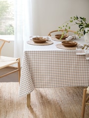 Yard Natural Hayle Check Table Cloth - Image 1 of 4