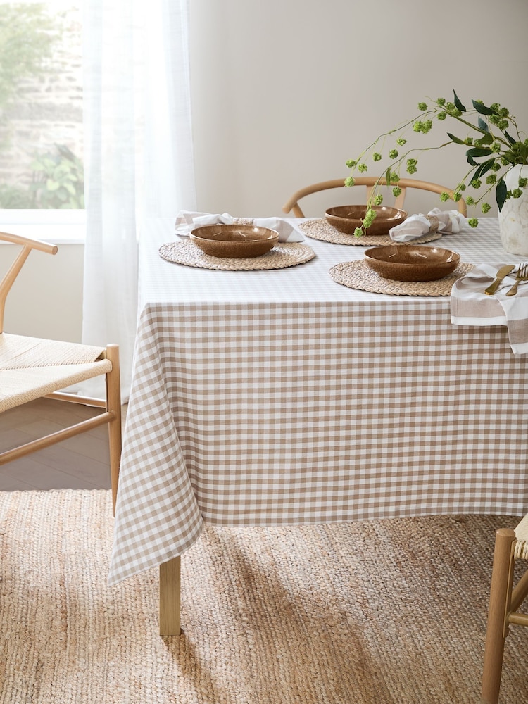 Yard Natural Hayle Check Table Cloth - Image 1 of 4