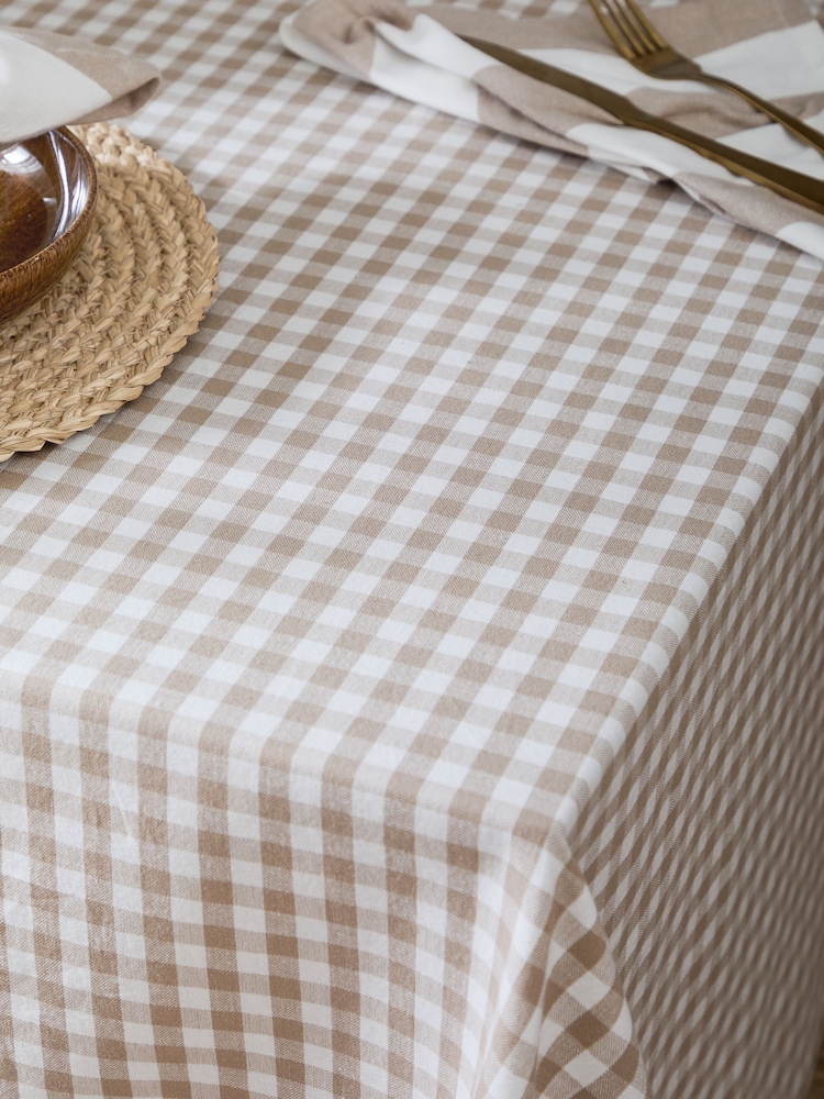 Yard Natural Hayle Check Table Cloth - Image 2 of 4