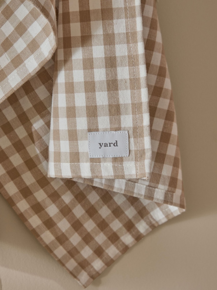 Yard Set of 3 Natural Hayle Check Towels - Image 2 of 5 Yard Set of 3 Natural Hayle Check Towels - Image 2 of 5