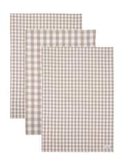 Yard Set of 3 Natural Hayle Check Towels - Image 3 of 5