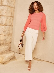 Pfirsich, pink - Love & Roses Pullover - Bild 2 von 4