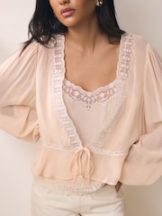 BHOEM Pink 2 in1 Romantic lace Embellished Blouse - Image 3 of 5