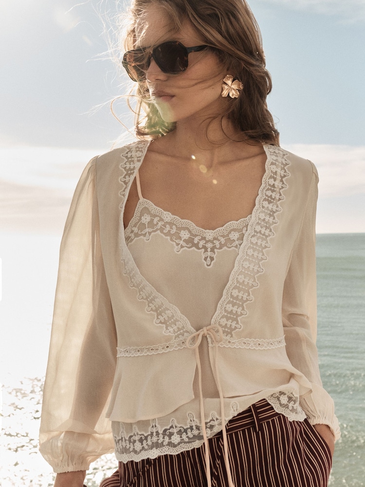 BHOEM Pink 2 in1 Romantic lace Embellished Blouse - Image 5 of 5