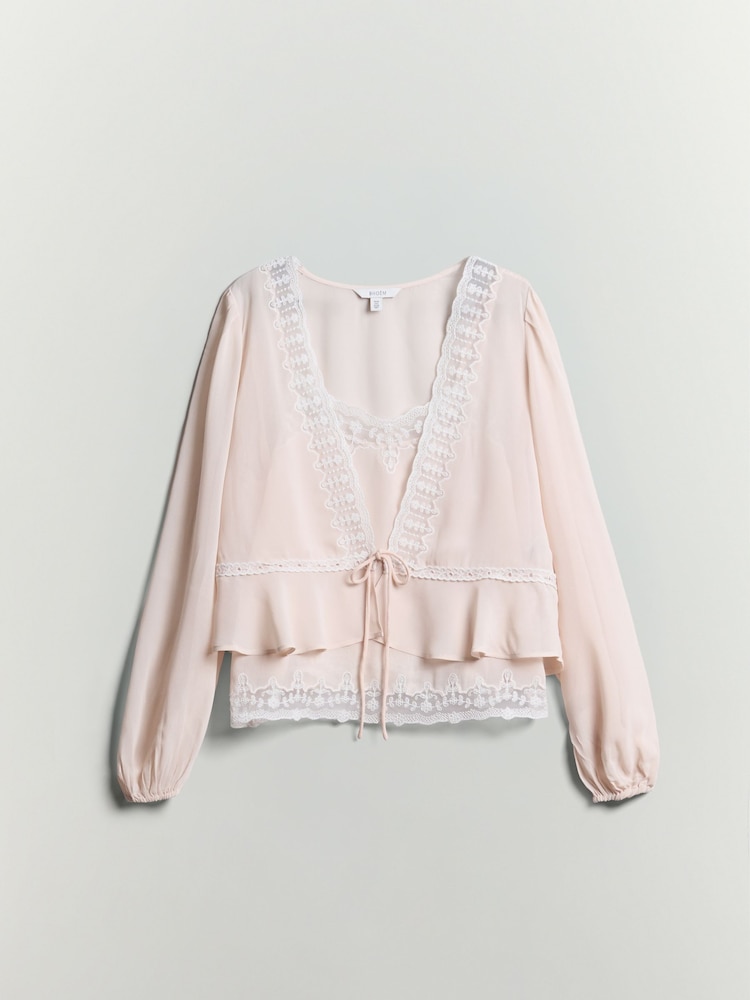 BHOEM Pink 2 in1 Romantic lace Embellished Blouse - Afbeelding 6 van 6