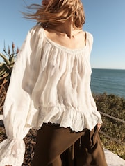 BHOEM Ecru Shiffli Embroidered Romantic Blouse - Image 5 of 5