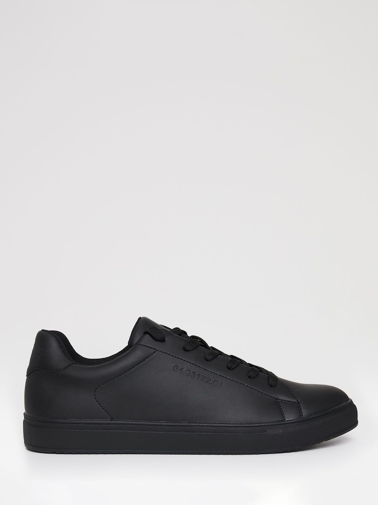 Threadbare Black PU Court Trainers - Image 1 of 4 Threadbare Black PU Court Trainers - Image 1 of 4