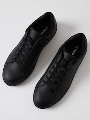 Threadbare Black PU Court Trainers - Image 2 of 4