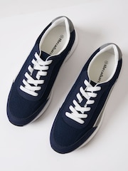 Threadbare Blue Retro Mixed Material Trainers - Image 2 of 4