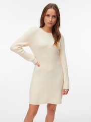 VERO MODA Cream Knitted Mini Dress - Image 1 of 4
