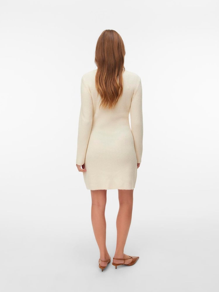 VERO MODA Cream Knitted Mini Dress - Image 2 of 4
