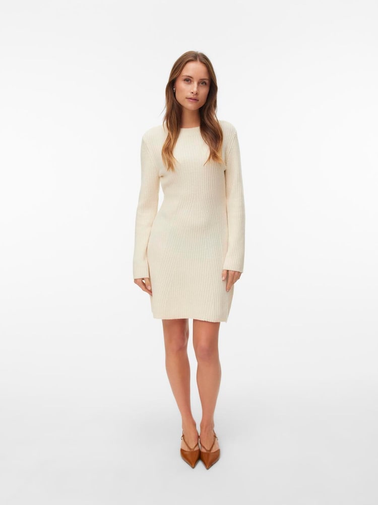 VERO MODA Cream Knitted Mini Dress - Image 4 of 4