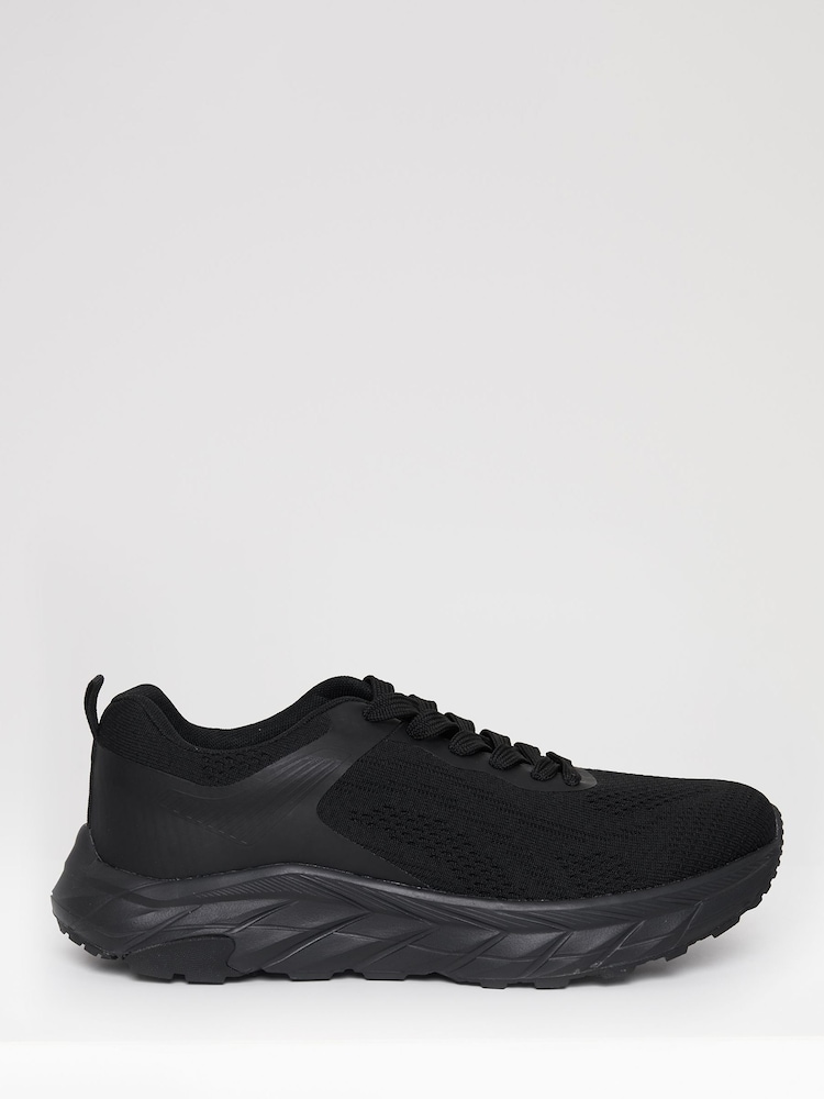 Threadbare Black Textured Slip On Trainers - Image 1 of 4