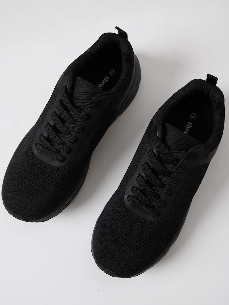 Threadbare Black Textured Slip On Trainers - Image 2 of 4