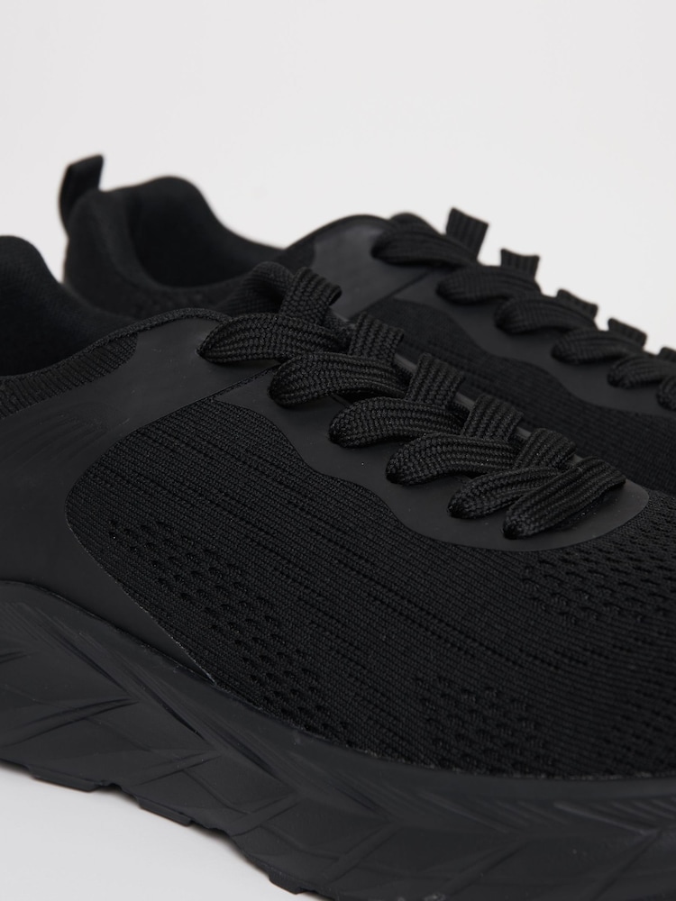 Threadbare Black Textured Slip On Trainers - Image 4 of 4
