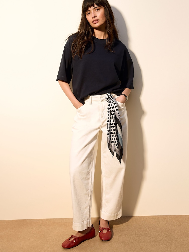 Navy Polka Dot Scarf Tie Short Sleeve Crew Neck T-Shirt - Image 2 of 4 Navy Polka Dot Scarf Tie Short Sleeve Crew Neck T-Shirt - Image 2 of 4