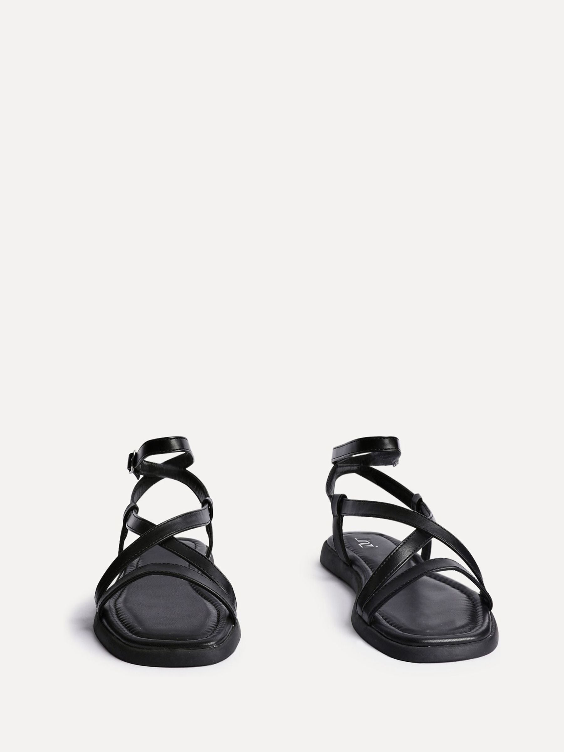 Buy Linzi Black Valor Strappy Flat Sandals from Next USA