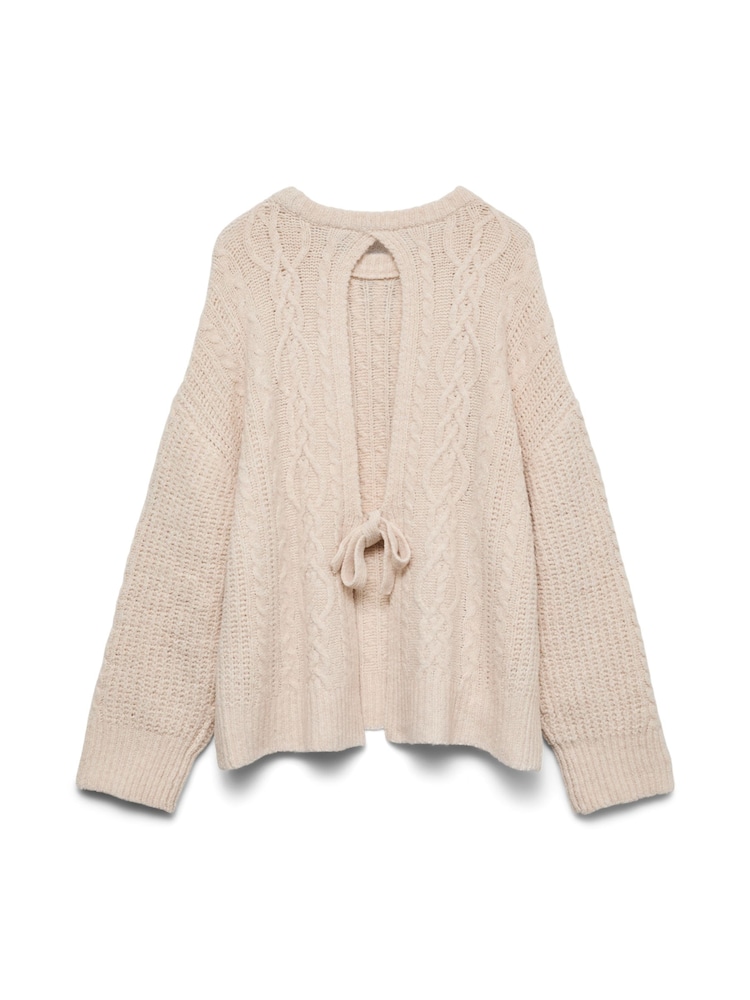 VERO MODA Cream Tie Back Knitted Cable Jumper - Image 2 of 2 VERO MODA Cream Tie Back Knitted Cable Jumper - Image 2 of 2