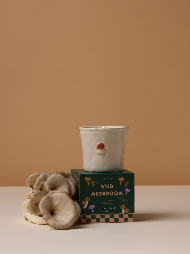 Paddywax Bistro 226g Mushroom Embossed Ceramic Candle - Image 2 of 3 Paddywax Bistro 226g Mushroom Embossed Ceramic Candle - Image 2 of 3