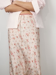 BHOEM Cream Satin Micro Flower Print Midi Skirt - Image 4 of 5