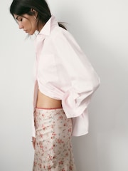BHOEM Cream Satin Micro Flower Print Midi Skirt - Image 5 of 5
