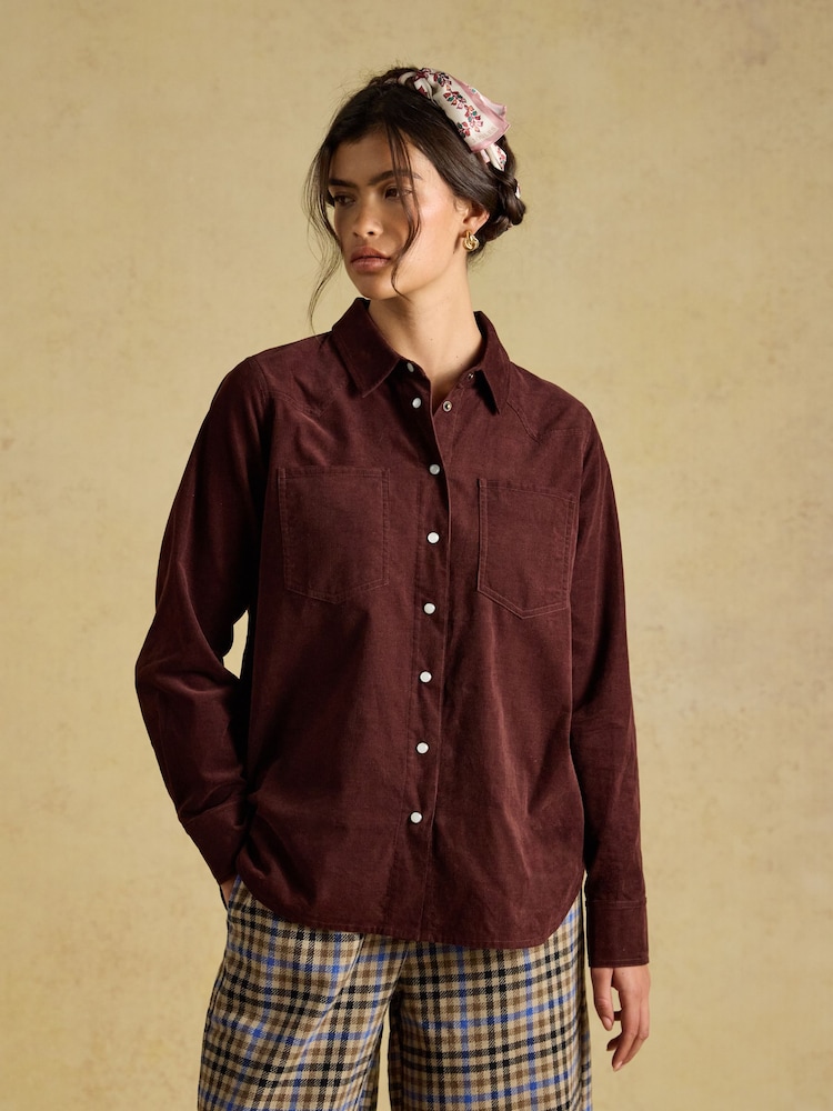 Joules Cassie Brown Cord Shirt - Image 1 of 8 Joules Cassie Brown Cord Shirt - Image 1 of 8