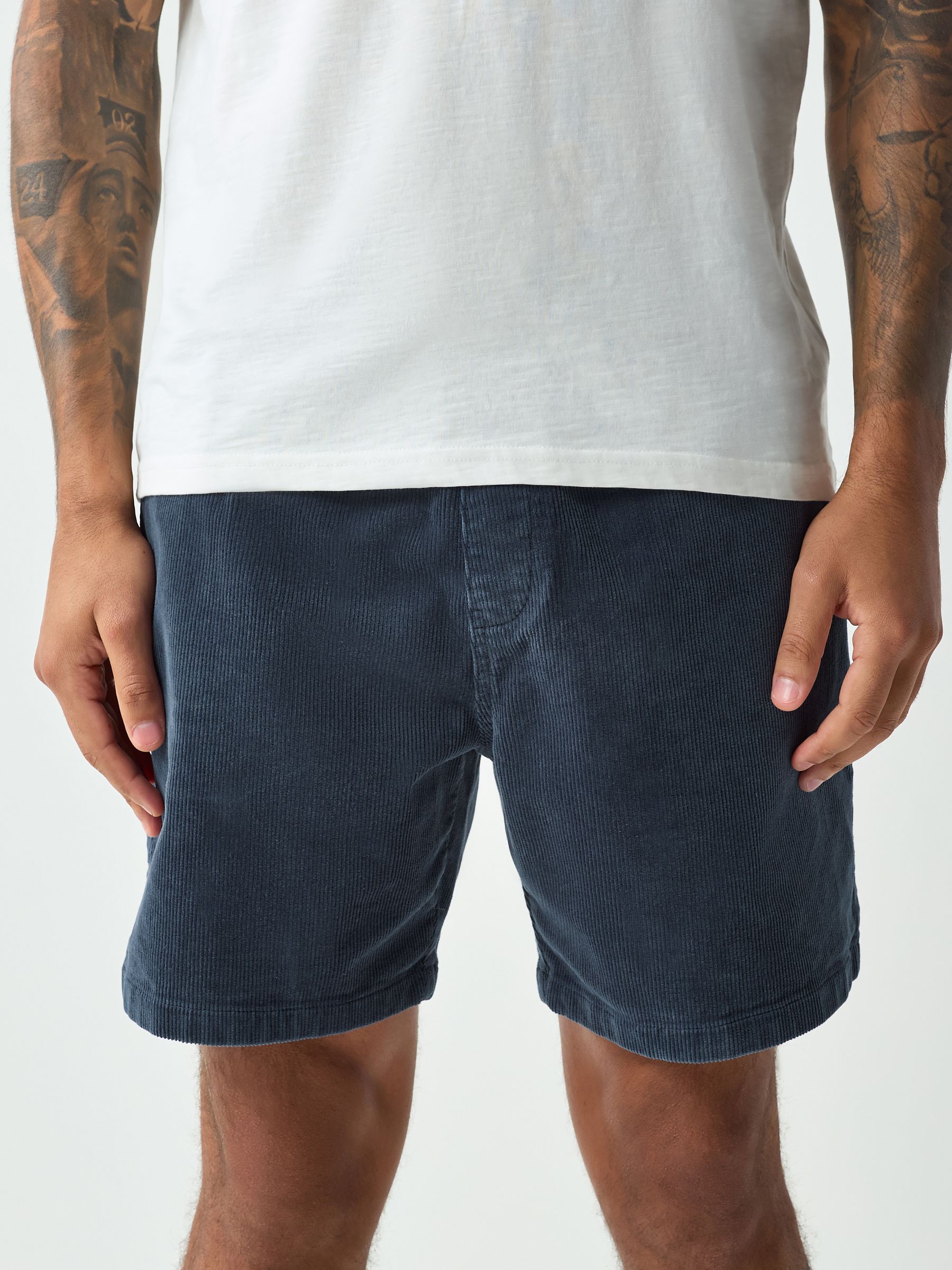 Buy Navy Elasticated Waist 7 Inch Cord Shorts from the Next UK