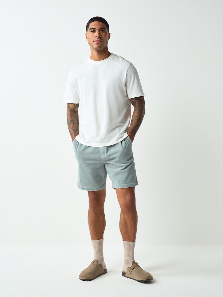 Bleu canard - Elasticated Waist Cord Shorts - Image 2 sur 6