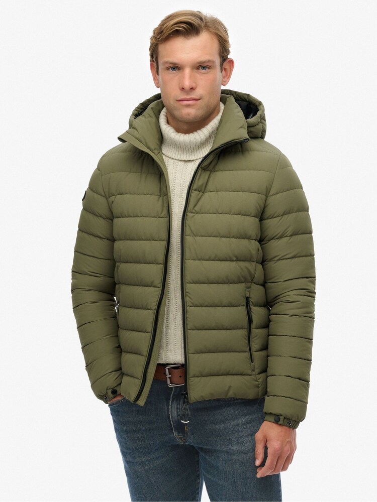 Superdry Green Hooded Fuji Padded Jacket - Image 1 of 7 Superdry Green Hooded Fuji Padded Jacket - Image 1 of 7