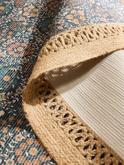 Blue Floral Jute Border Rug - Image 4 of 5