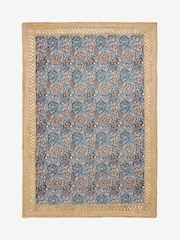 Blue Floral Jute Border Rug - Image 5 of 5