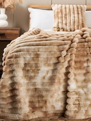 BHS Natural Marled Rib Throw - Image 1 of 4