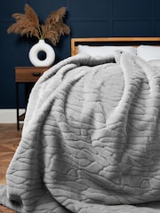 BHS Grey Bergen Faux Fur Throw - Image 1 of 5