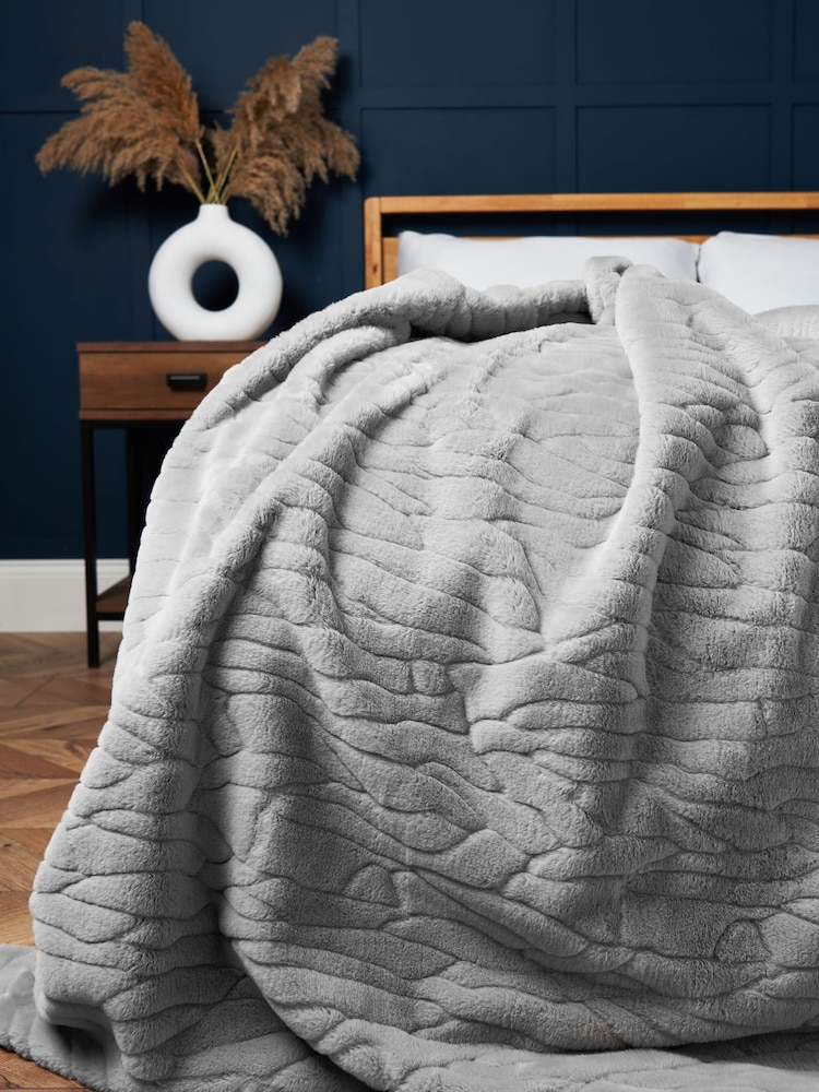 BHS Grey Bergen Faux Fur Throw - Image 1 of 5 BHS Grey Bergen Faux Fur Throw - Image 1 of 5