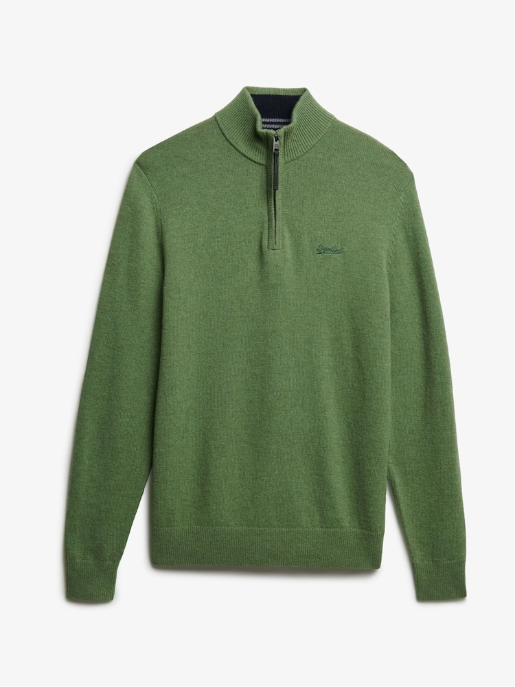Superdry Green Wool Blend Half Zip Jumper - Image 6 of 6