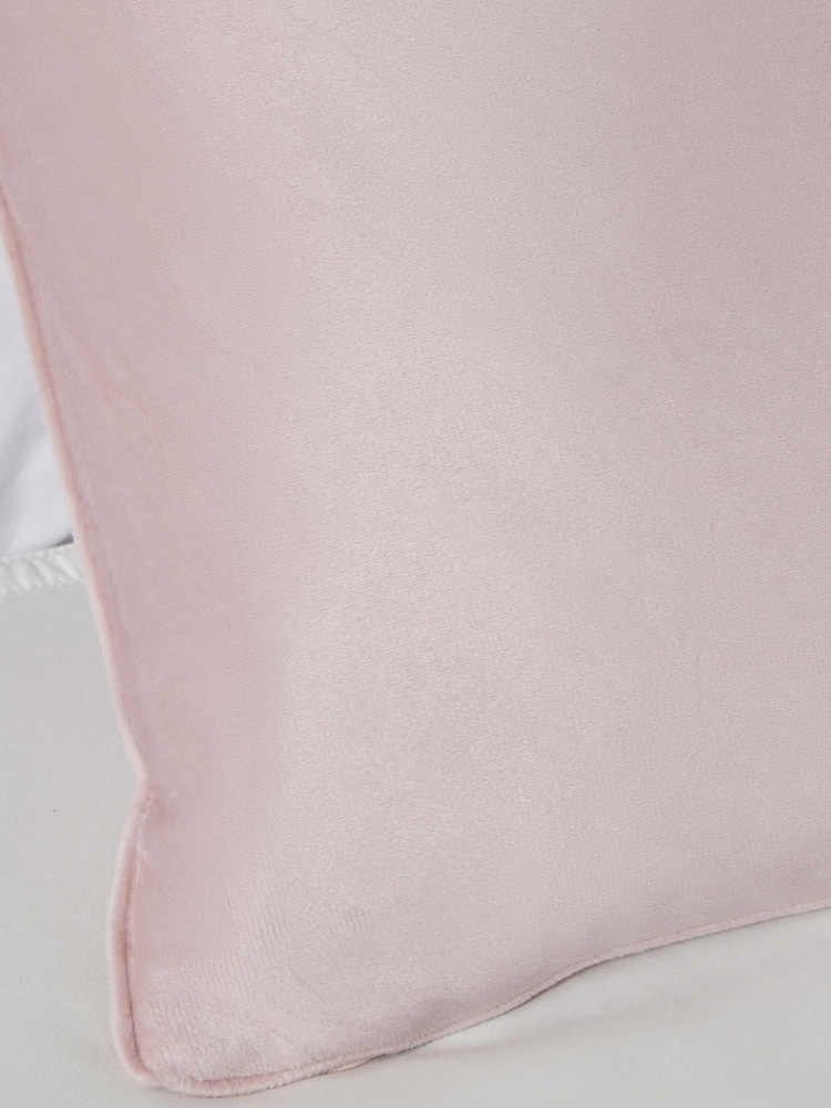 BHS 2 Pack Blush Velvet Velour Piped Edge Cushions - Image 2 of 4