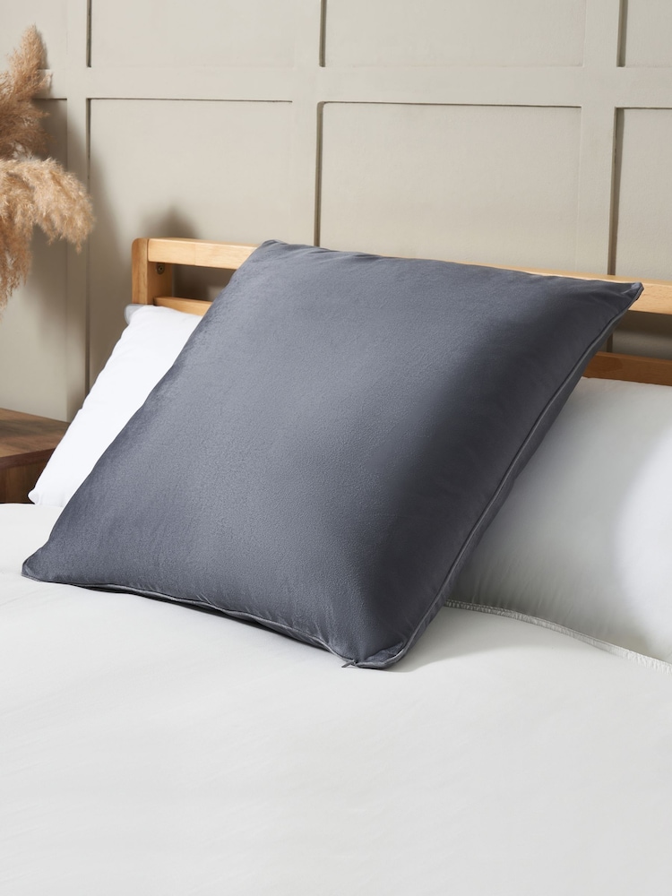 BHS 2 Pack Silver Velvet Velour Piped Edge Cushions - Image 1 of 4