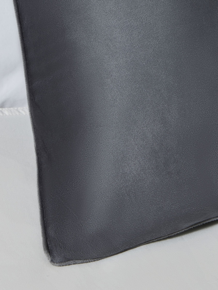 BHS 2 Pack Silver Velvet Velour Piped Edge Cushions - Image 2 of 4