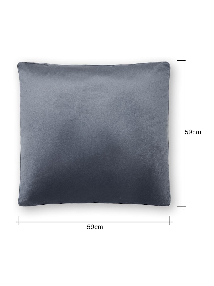 BHS 2 Pack Silver Velvet Velour Piped Edge Cushions - Image 4 of 4