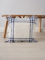BHS 2 Pack Navy Tula Check Cushions - Image 1 of 5