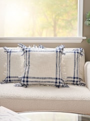 BHS 2 Pack Navy Tula Check Cushions - Image 4 of 5