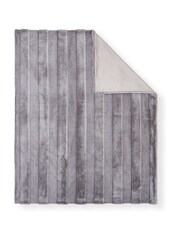 BHS Grey Faux Fur Stripe Cut Throw - Image 3 of 4