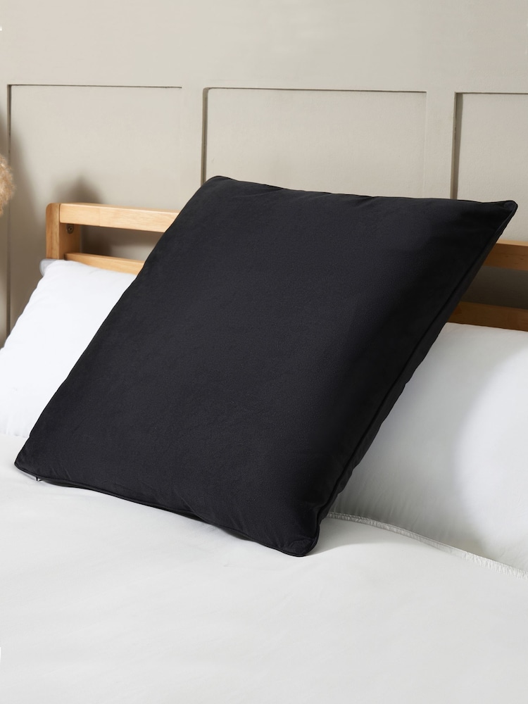BHS 2 Pack Black Velvet Velour Piped Edge Cushions - Image 1 of 4 BHS 2 Pack Black Velvet Velour Piped Edge Cushions - Image 1 of 4
