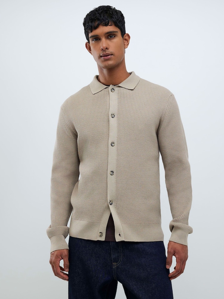 River Island Beige Knitted Button Up Cardigan - Image 1 of 4 River Island Beige Knitted Button Up Cardigan - Image 1 of 4