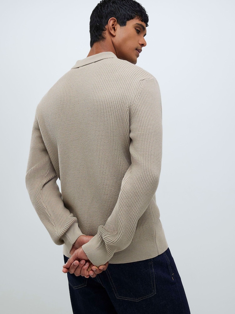 River Island Beige Knitted Button Up Cardigan - Image 2 of 4 River Island Beige Knitted Button Up Cardigan - Image 2 of 4