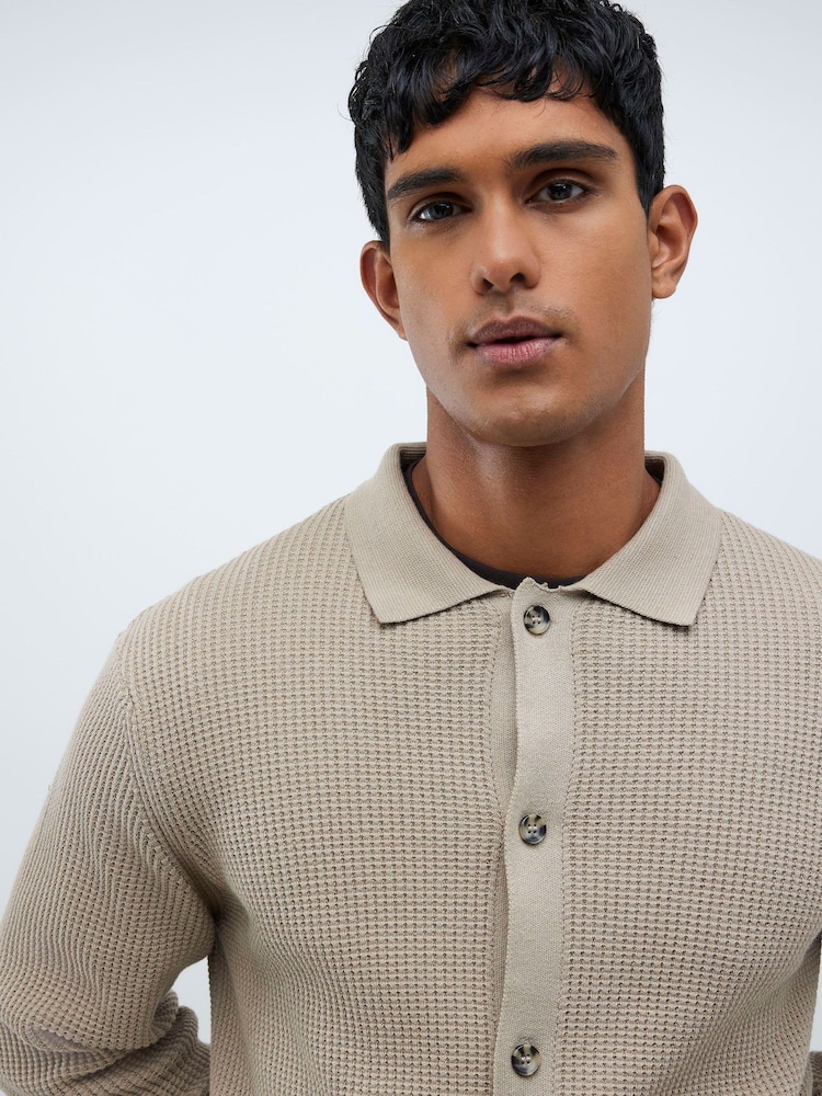 River Island Beige Knitted Button Up Cardigan - Image 4 of 4 River Island Beige Knitted Button Up Cardigan - Image 4 of 4